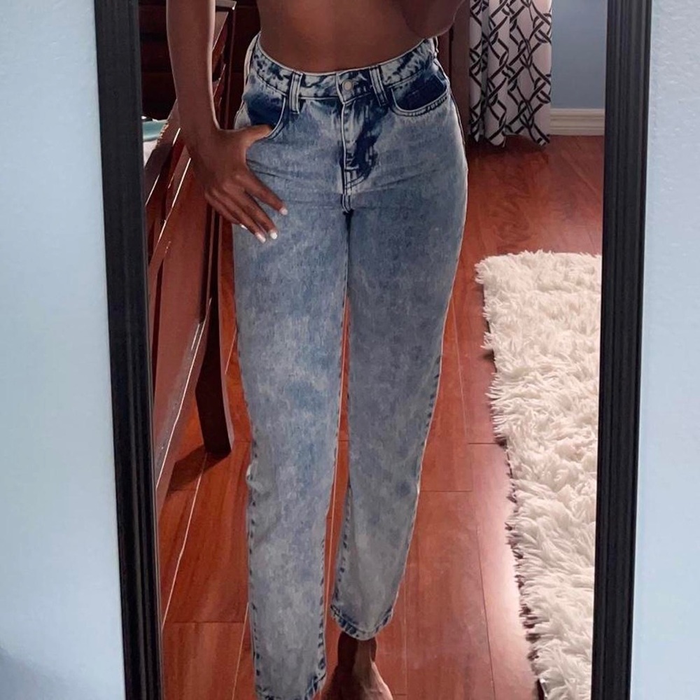 Shoelace open cross back mom jeans